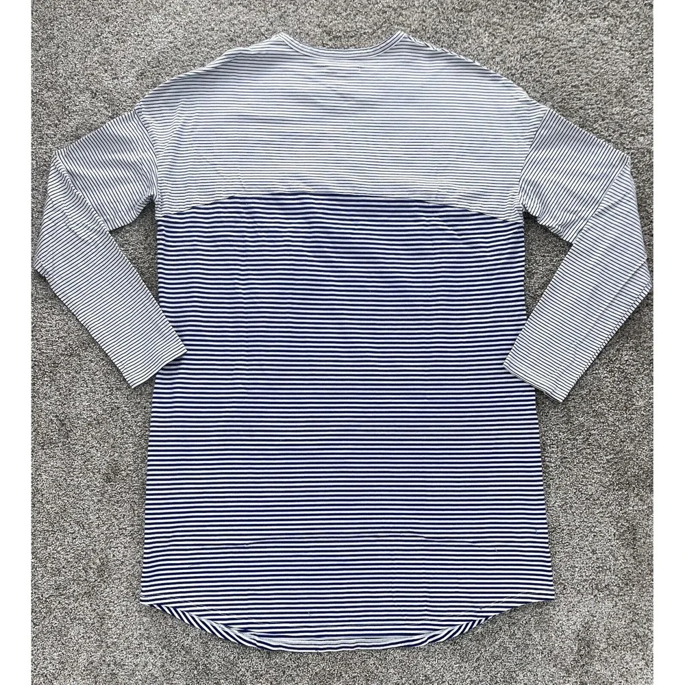 AVEC LES FILLES Joyce Azria Millennial Shirt Dress Womens L Blue Striped Minimal - Picture 3 of 9
